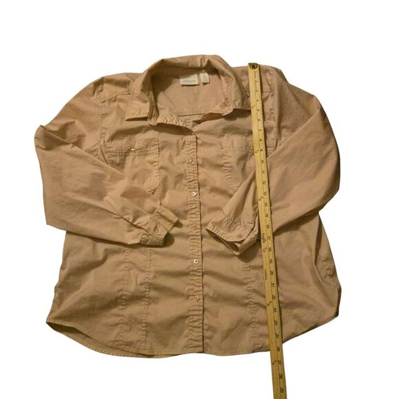 Chico's Size 3, Large Button Down Cotton/Nylon/Spandex Lightweight Neutral - Picture 4 of 5